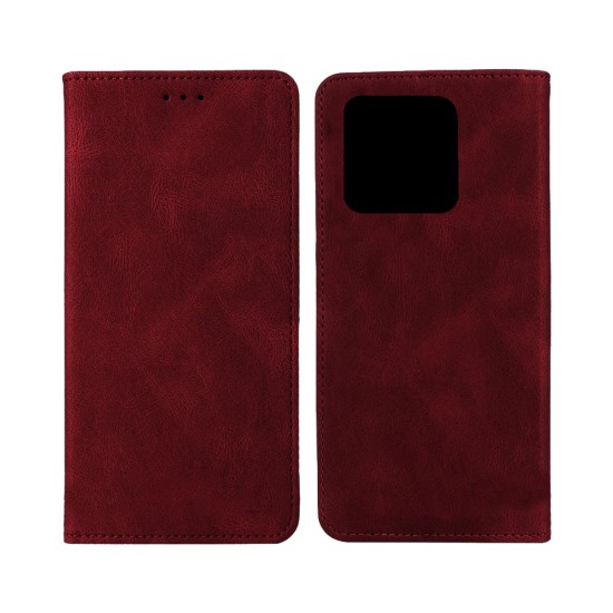 Leather Flip Cover with Internal Pocket For Xiaomi Redmi 10c Red