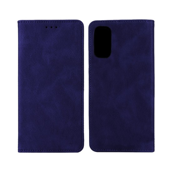 Leather Flip Cover with Internal Pocket for Samsung Galaxy S20 FE Blue