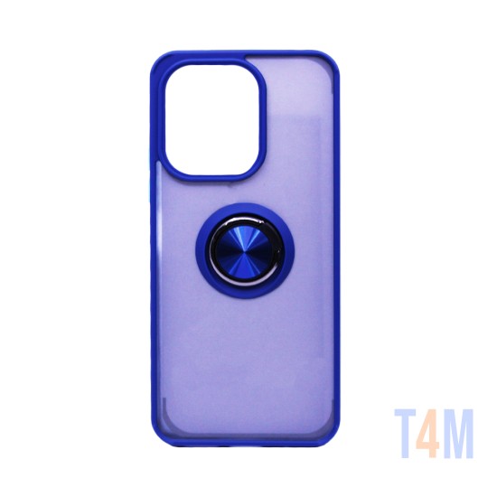 Funda con Anilla de Soporte para Xiaomi Redmi 13 4G/Redmi Note 13R 5G Azul Ahumado