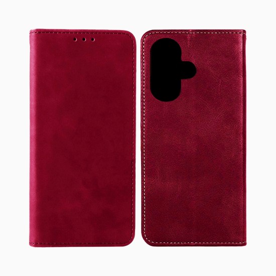 Leather Flip Cover with Internal Pocket For Xiaomi Redmi 13 Red