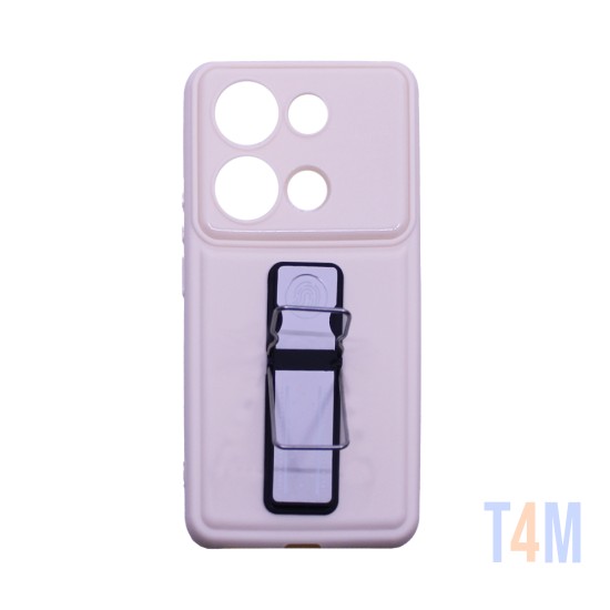 Capa Silicone com suporte para Xiaomi Redmi Note 13 Pro 4G/Poco M6 Pro 4G Creme