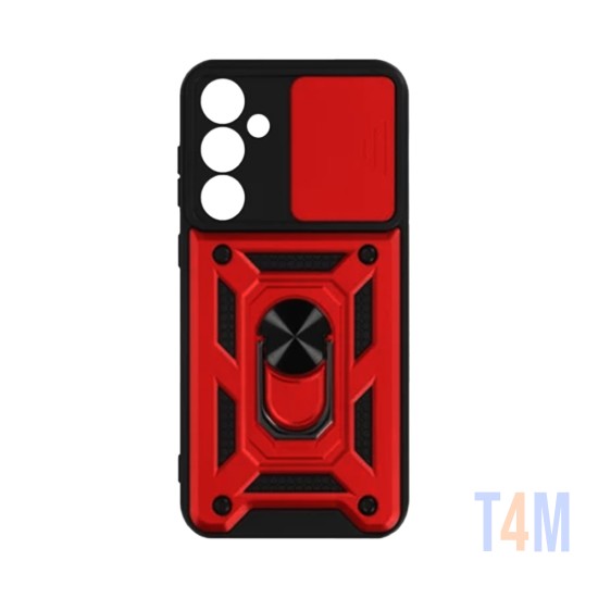 Funda Dura Diseño Con Soporte Y Protección De Cámara Para Samsung Galaxy A15 Rojo