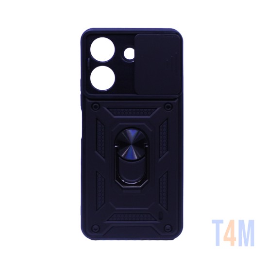 Designer Hard Case with Support and Camera Protection for Xiaomi Redmi 13C/Poco C65 Black