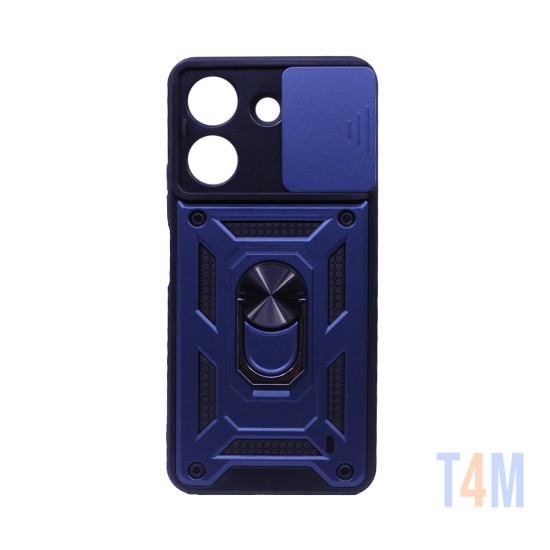 Funda Dura Diseño Con Soporte Y Protección De Cámara Para Xiaomi Redmi 13C/Poco C65 Azul