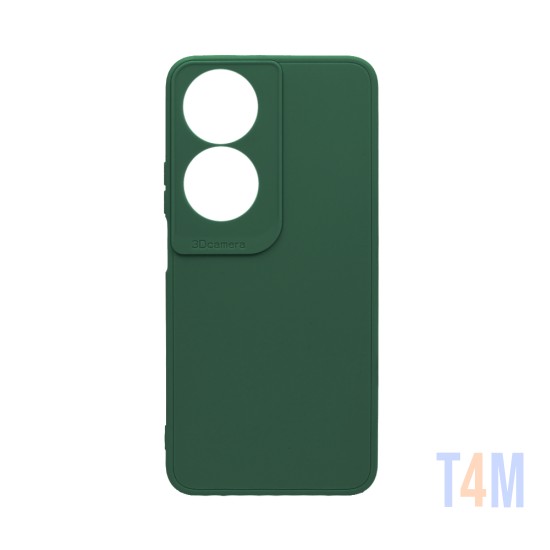 Funda de silicona suave con Marco de Cámara para Huawei Honor 90 Smart/Honor X7B Verde Oscuro