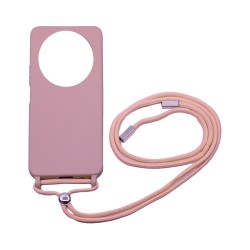 Capa de Silicone com Cordão para Xiaomi Redmi A3 Rosa