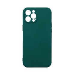 Capa de Silicone com Moldura de Câmera para Apple iPhone 12 Pro Max Verde Escuro