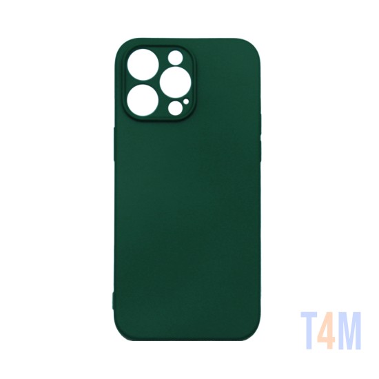 Capa de Silicone com Moldura de Câmera para Apple iPhone 15 Pro Verde Escuro