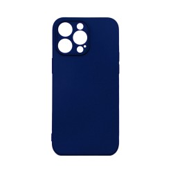 Capa de Silicone com Moldura de Câmera para Apple iPhone 15 Pro Azul Escuro