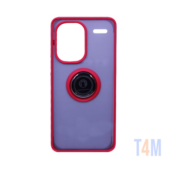 Capa com Anel de Suporte para Xiaomi Redmi Note 13 Pro Plus 5G Vermelho Fumado