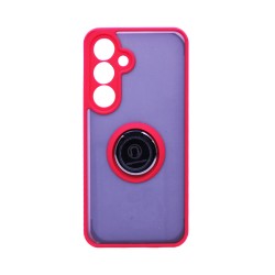 Capa com Anel de Suporte para Samsung Galaxy S24 Vermelho Fumado