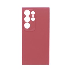 Capa de Silicone Macio com Moldura de Câmera para Samsung Galaxy S24 Ultra Rosa