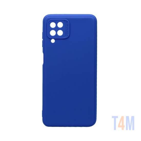 Soft Silicone Case with Camera Shield for Samsung Galaxy A12 Dark Blue