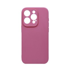 Capa de Silicone Macia com Moldura de Câmera para Apple iPhone 15 Pro Max Rosa
