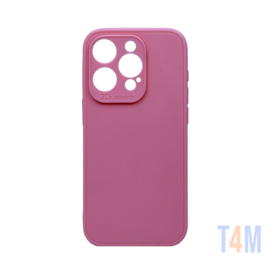 Soft Silicone Case with Camera Shield for Apple iPhone 15 Pro Pink