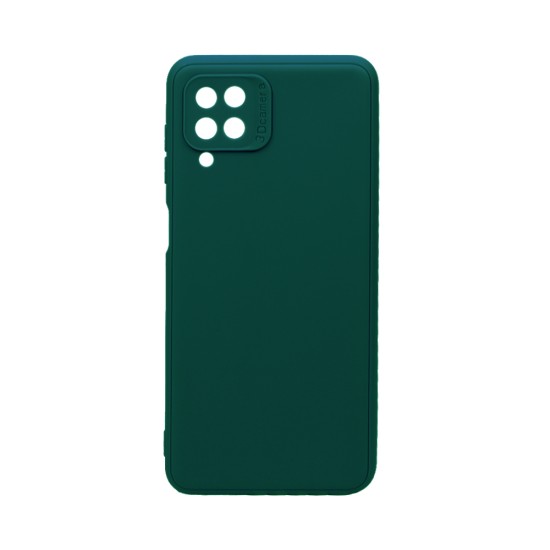 Soft Silicone Case with Camera Shield for Samsung Galaxy A12 Dark Green