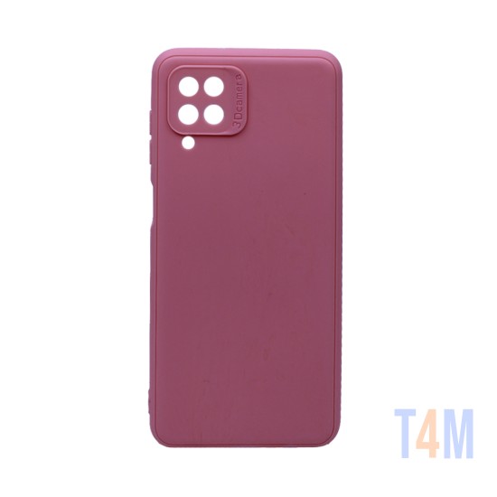 Funda de silicona suave con Marco de Cámara para Samsung Galaxy A12 Rosa