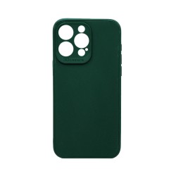 Capa de Silicone Macia com Moldura de Câmera para Apple iPhone 14 Pro Max Verde Escuro