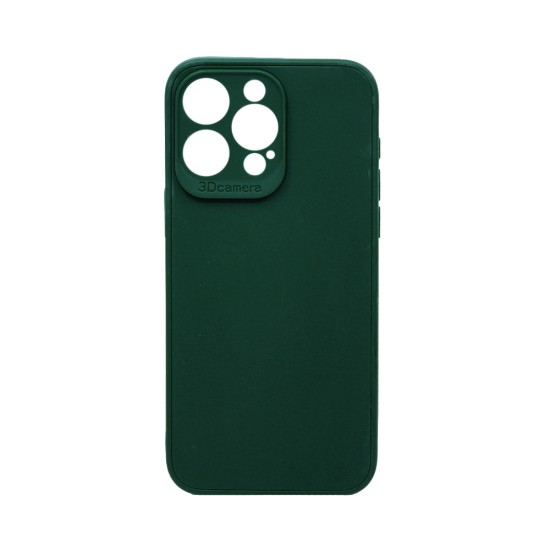 Soft Silicone Case with Camera Shield for Apple iPhone 13 Pro Max Dark Green