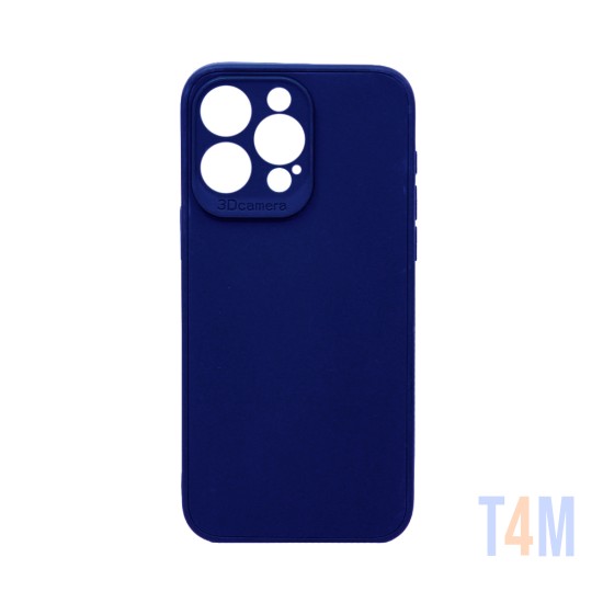 Soft Silicone Case with Camera Shield for Apple iPhone 14 Pro Dark Blue