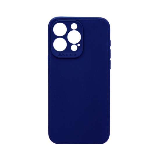 Soft Silicone Case with Camera Shield for Apple iPhone 13 Pro Max Dark Blue