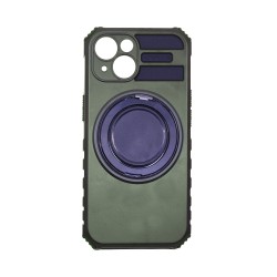 Capa Duro Designer Com Suporte E Proteção De Câmera Para Apple iPhone 15 Verde