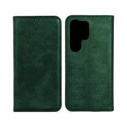 Leather Flip Cover with Internal Pocket For Samsung Galaxy S23 Ultra Green
