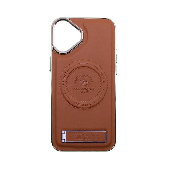 Designer Magnetic Hard Case with Support for Apple iPhone 16 Plus Brown