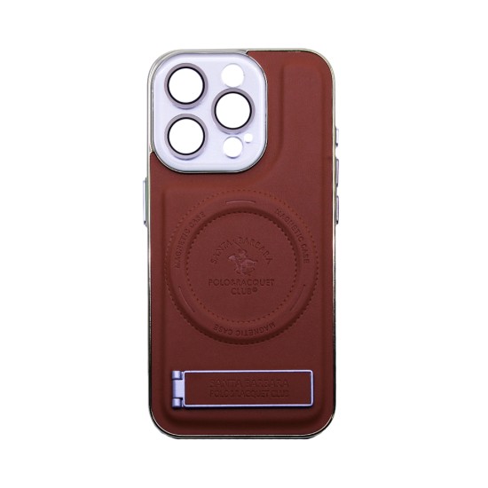 Designer Magnetic Hard Case with Support and Camera Protection for Apple iPhone 15 Pro Brown