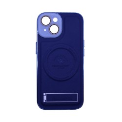 Capa Duro Designer Magnética Com Suporte E Proteção De Câmera para Apple iPhone 14 Azul