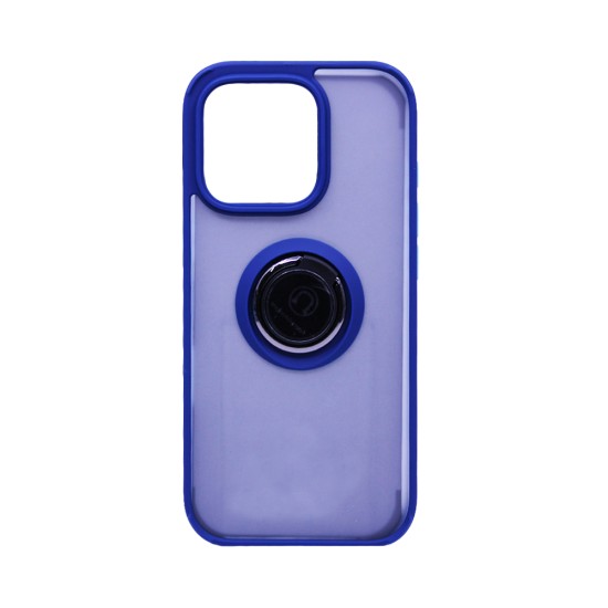 Capa com Anel de Suporte para Apple iPhone 16 Pro Azul Fumado