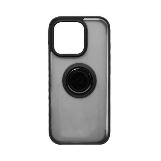 Case with Support Ring for Apple iPhone 16 Pro Max Smoked Black