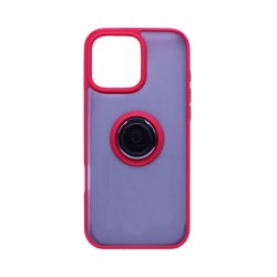 Capa com Anel de Suporte para Apple iPhone 16 Pro Max Vermelho Fumado
