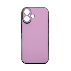 Capa de Silicone Designer com Moldura de Câmera para Apple iPhone 16 Plus Rosa