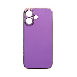 Capa de Silicone Designer com Moldura de Câmera para Apple iPhone 16 Plus Roxo