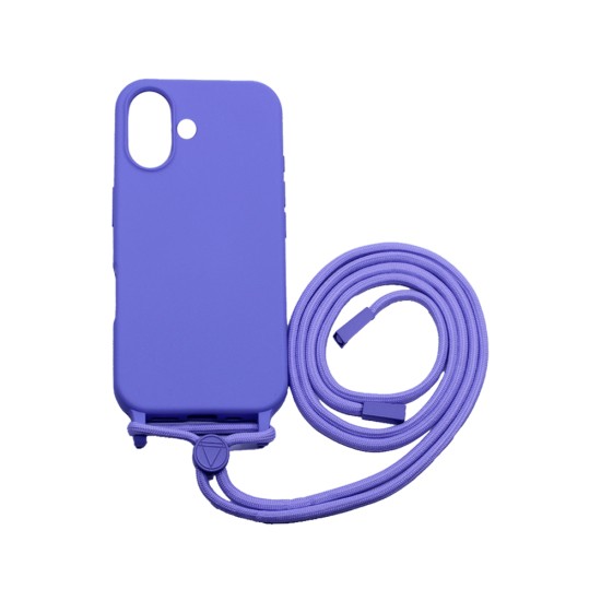 Silicone Case with String for Apple iPhone 16 Purple