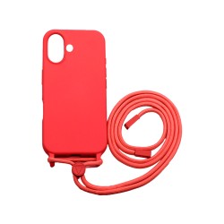 Silicone Case with String for Apple iPhone 16 Plus Red