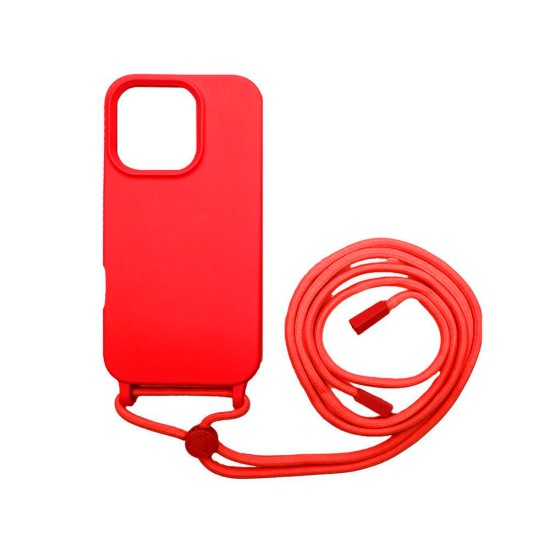 Silicone Case with String for Apple iPhone 16 Pro Red