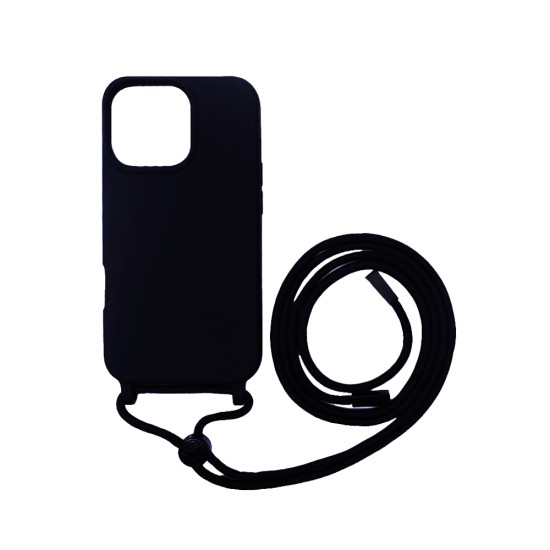 Silicone Case with String for Apple iPhone 16 Pro Black