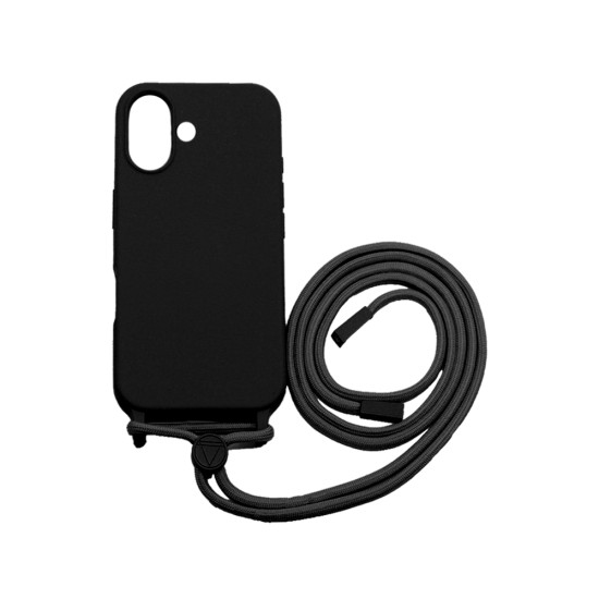 Silicone Case with String for Apple iPhone 16 Black