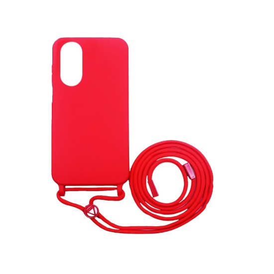 Silicone Case with String for Oppo A38 5G Red