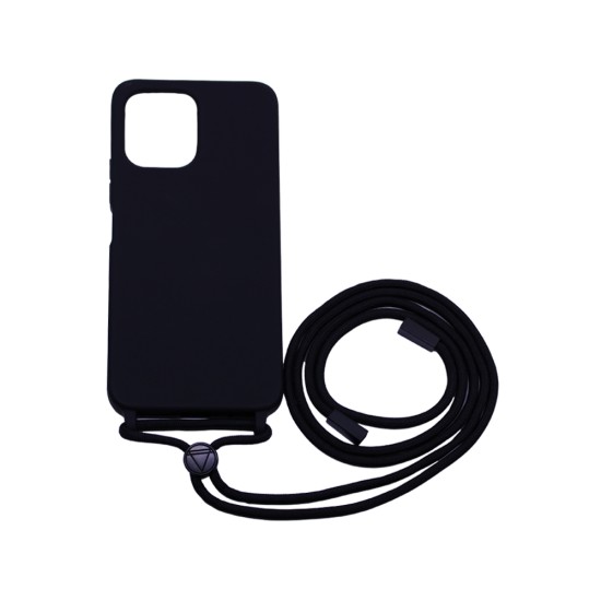 Silicone Case with String for Xiaomi Redmi 12 4G/Redmi 12 5G Black