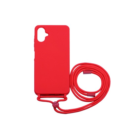 Capa de Silicone com Cordão para Samsung Galaxy A06 Vermelho