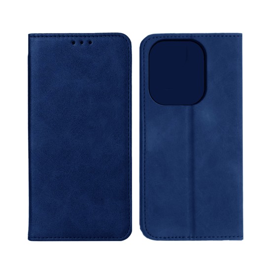 Leather Flip Cover with Internal Pocket for Oppo A40 Blue