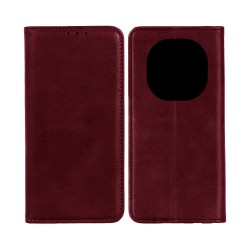 Leather Flip Cover with Internal Pocket For Xiaomi Redmi Note 14 Pro/Redmi Note 14 Pro Plus 5G Red