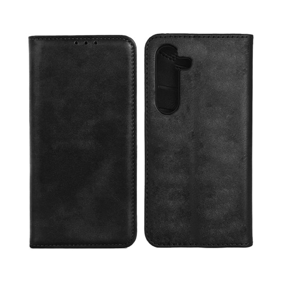 Leather Flip Cover with Internal Pocket for Samsung Galaxy S25 Plus Black
