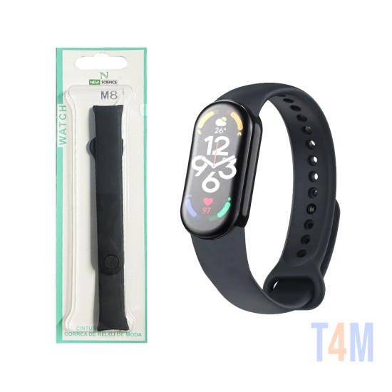 Bracelete de Silicona para Smartwatch Xiaomi Mi Band 8 Negro