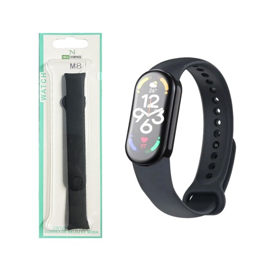 Bracelete de Silicone para Smartwatch Xiaomi Mi Band 8 Preto