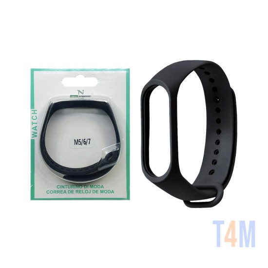 Bracelete de Silicone para Smartwatch Xiaomi Mi Band M3/M4/M5/M6/M7 Preto