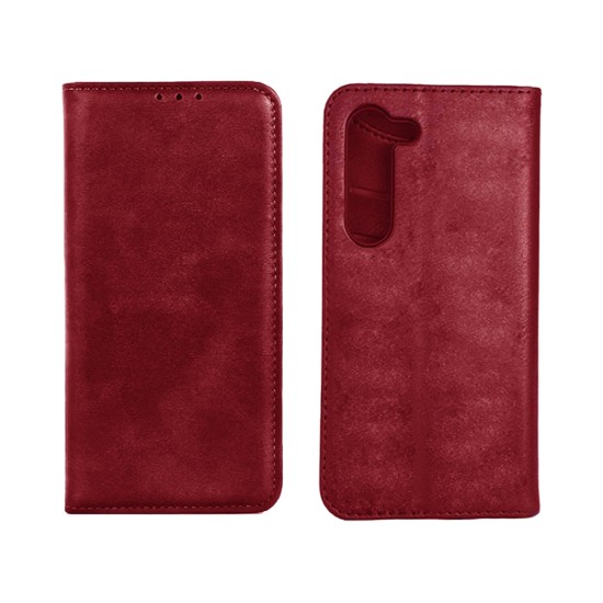 Leather Flip Cover with Internal Pocket For Samsung Galaxy S24 Red